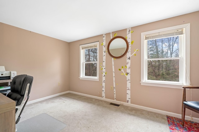 office featuring light colored carpet