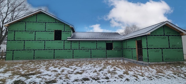 view of snow covered exterior