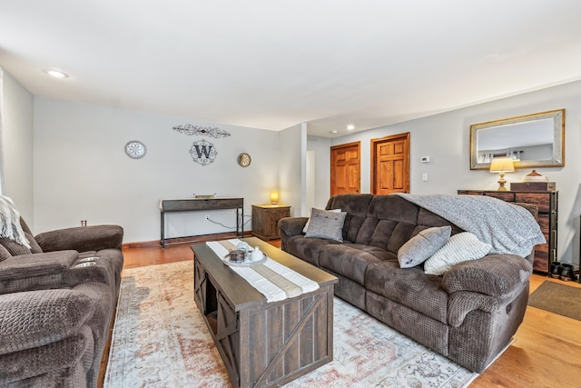 living room with light wood-type flooring