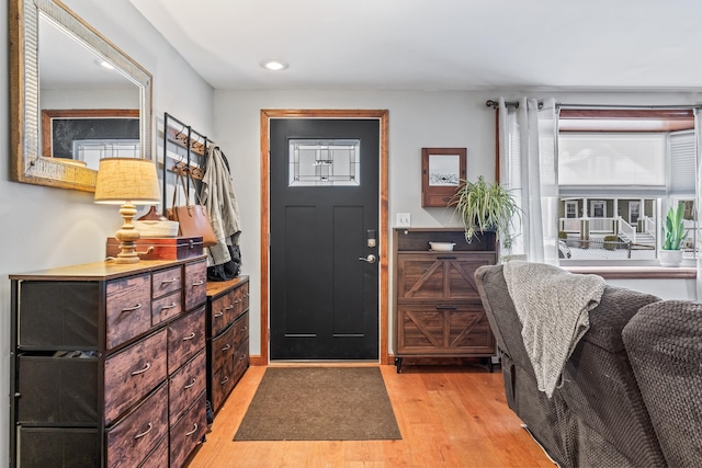 foyer with light hardwood / wood-style flooring