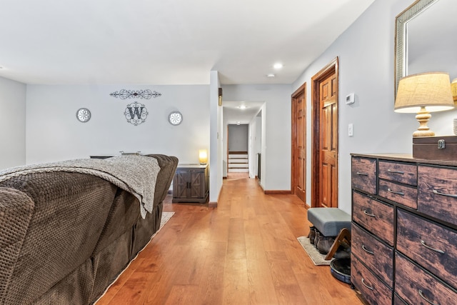 bedroom featuring light wood-type flooring