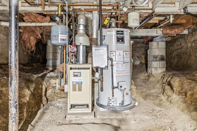 utility room featuring water heater