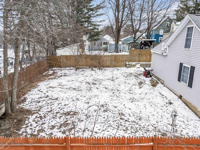 view of yard covered in snow