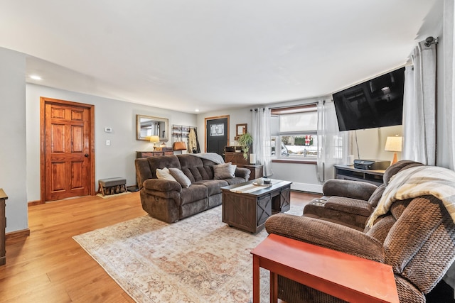 living room with hardwood / wood-style floors