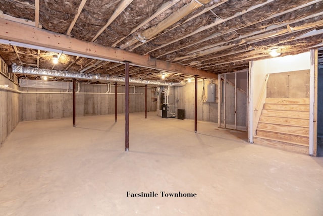 basement with electric panel