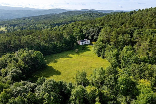 drone / aerial view featuring a mountain view