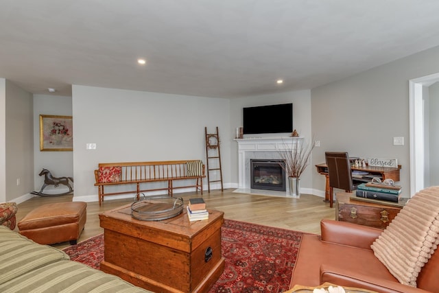 living room with light hardwood / wood-style floors