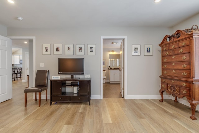 living room featuring light wood-type flooring