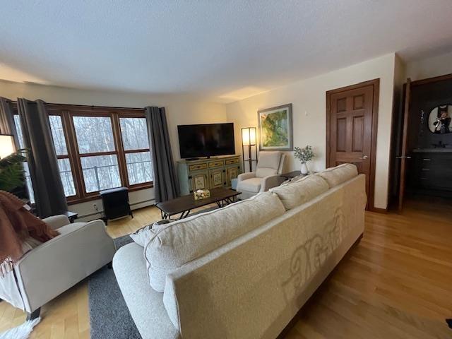 living room with light wood-type flooring