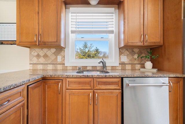 kitchen featuring sink, backsplash, and dishwasher