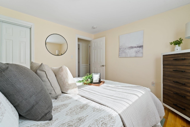 bedroom with light hardwood / wood-style floors