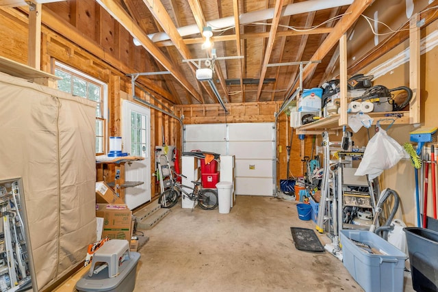 garage with a garage door opener