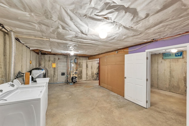 basement with independent washer and dryer