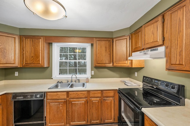 kitchen featuring sink and black appliances