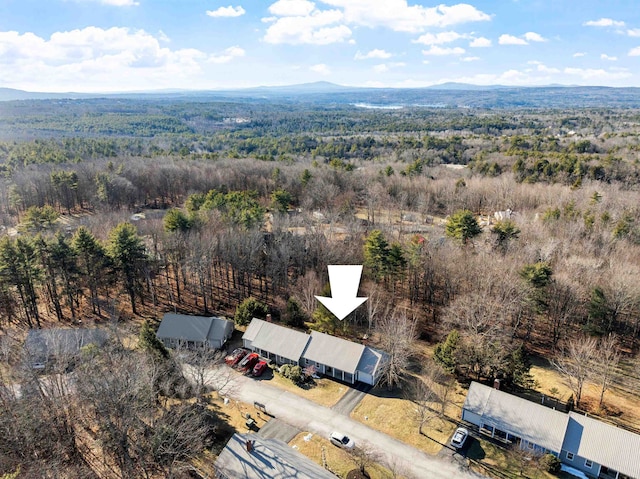 birds eye view of property with a mountain view