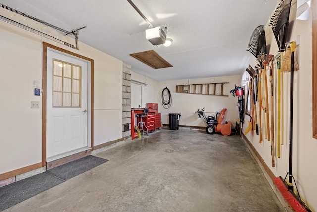 garage with a garage door opener