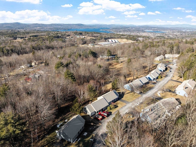 birds eye view of property with a mountain view