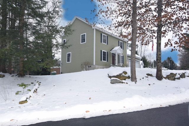 view of snow covered exterior