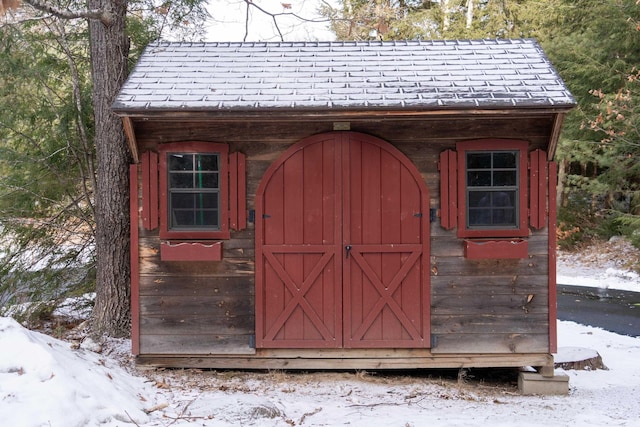 view of snow covered structure