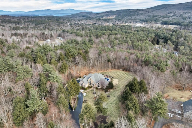 birds eye view of property with a mountain view