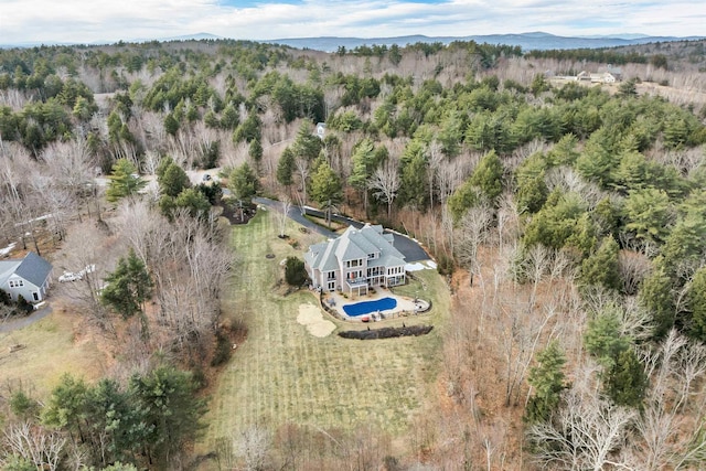 bird's eye view with a mountain view