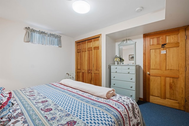 bedroom with a closet and carpet floors