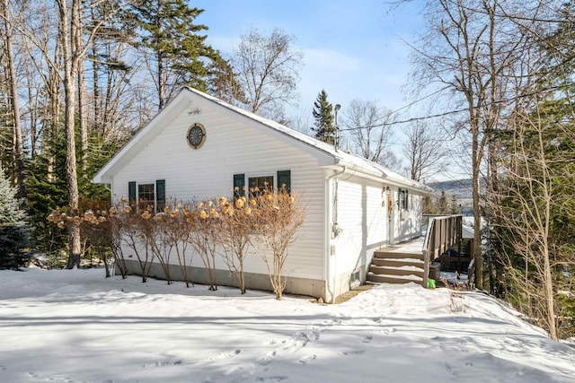 view of snow covered exterior