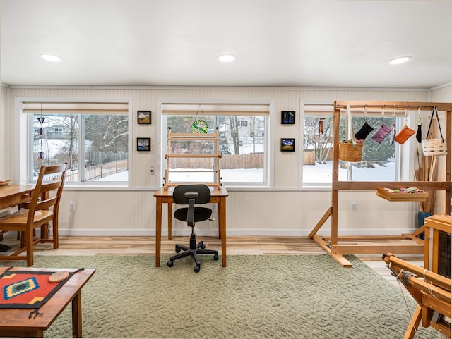 office area featuring hardwood / wood-style flooring