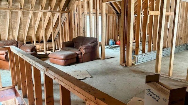 view of unfinished attic