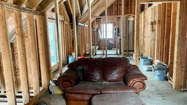 misc room featuring lofted ceiling