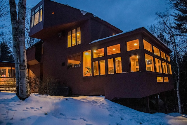 view of snow covered exterior