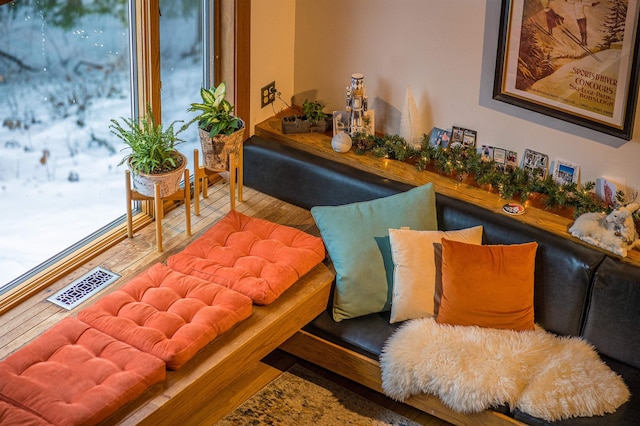 living area with wood-type flooring