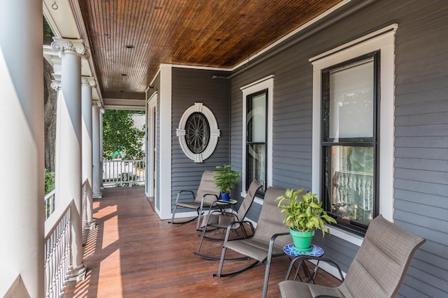 wooden deck with covered porch