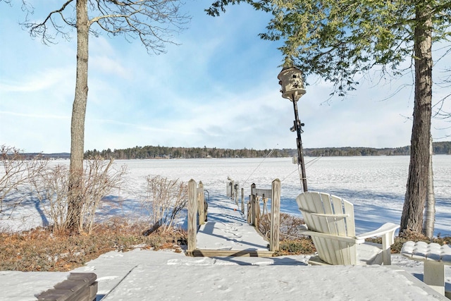 dock area featuring a water view