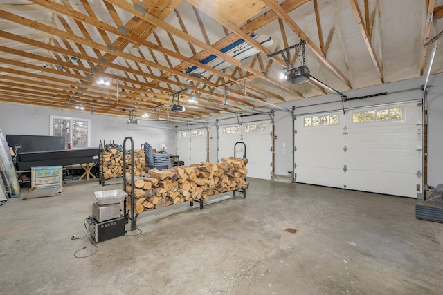 garage with a garage door opener