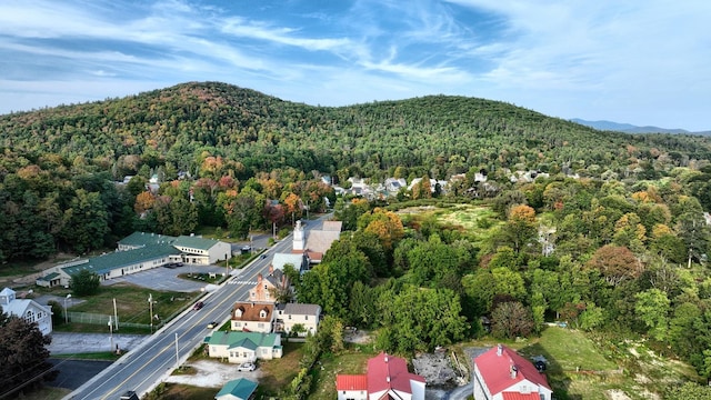 birds eye view of property featuring a mountain view