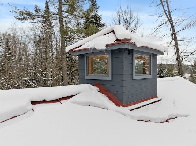 view of snow covered structure