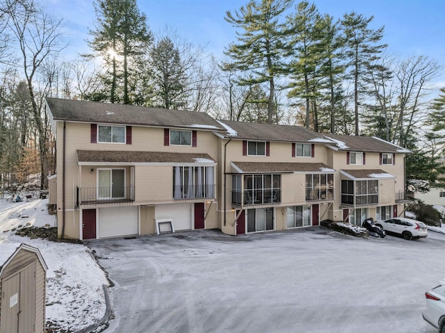 view of snow covered property