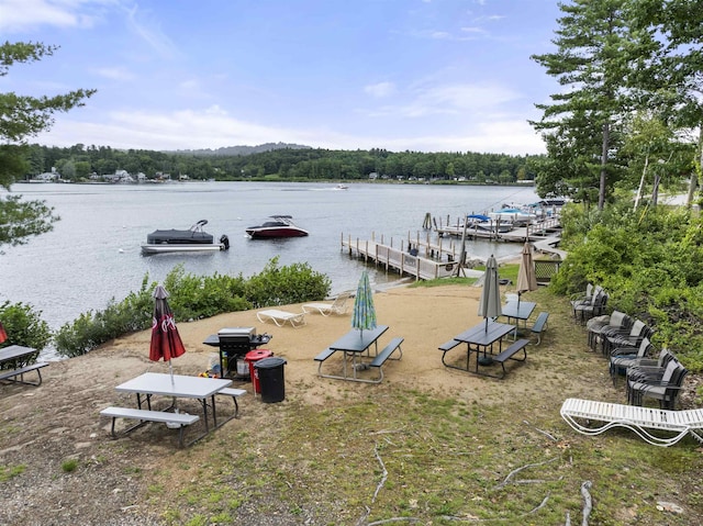 exterior space featuring a water view