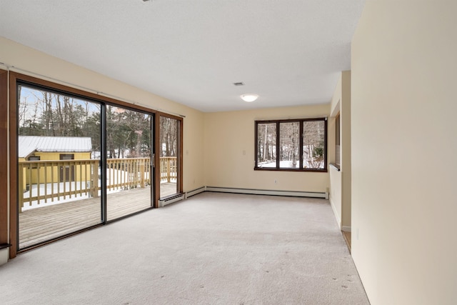 unfurnished room with light carpet