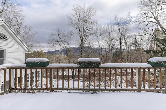 snow covered deck with area for grilling