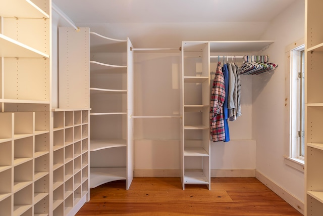 walk in closet featuring hardwood / wood-style flooring