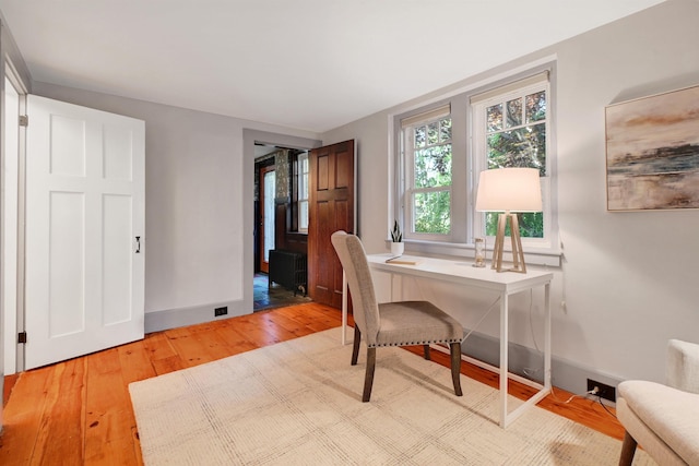 office space featuring light hardwood / wood-style floors