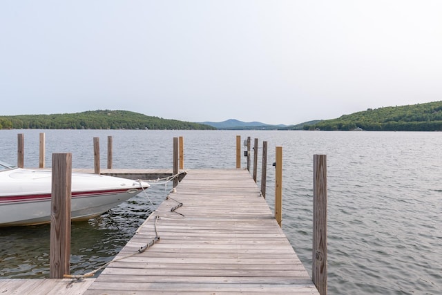 dock area with a water and mountain view