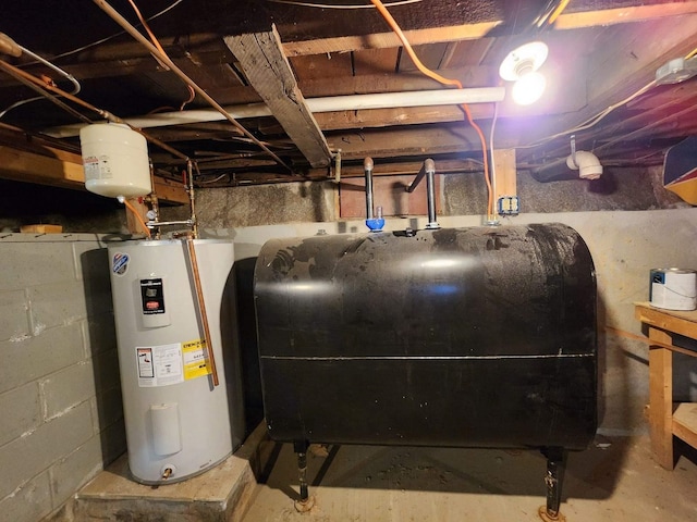 utility room featuring water heater