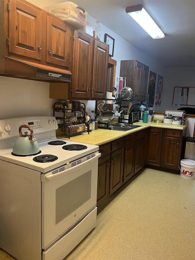 kitchen with electric stove and sink