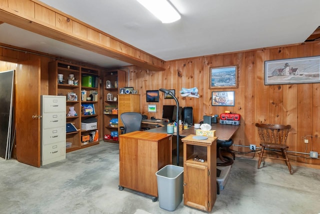 office featuring wood walls