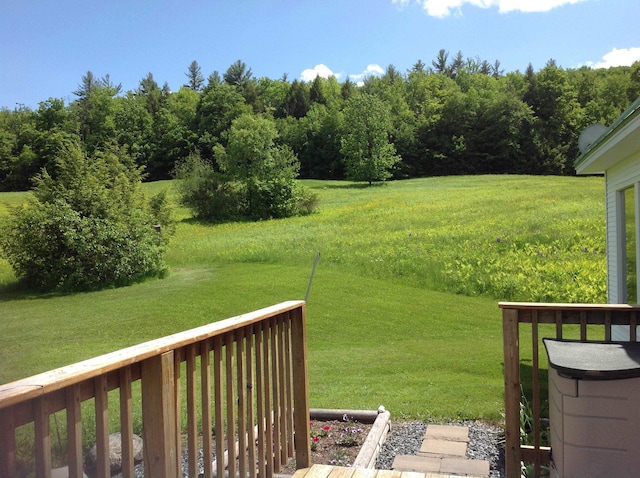 view of yard with a wooden deck