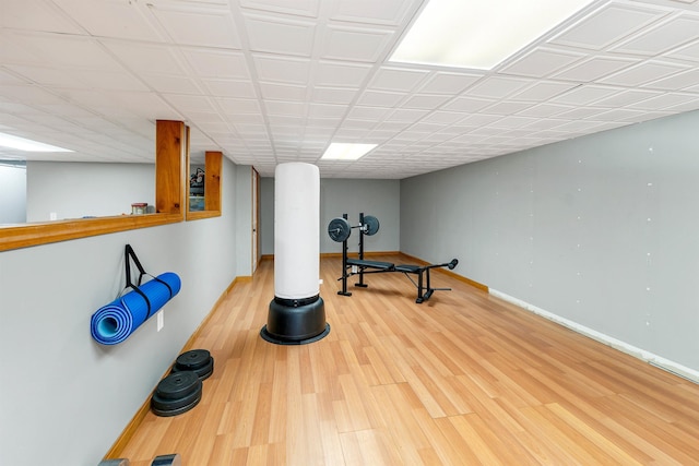 exercise area with hardwood / wood-style flooring