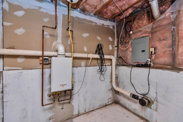 utilities with electric panel and water heater